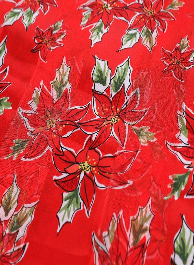 CBC Crown Christmas Scarf - Christmas Theme Candycane, Poinsettia Scarf Accessories, 13" x 60" Inches, Made In Korea (Poinsettia-Red) - Image 5